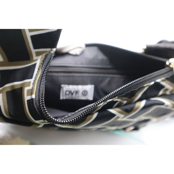 Diane Von Furstenberg DVF Black Gold Geometric Nylon Crossbody Career Office - Picture 2 of 10